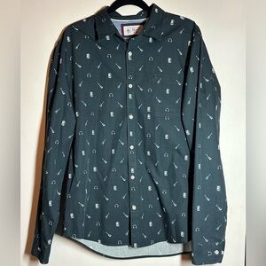 Original Penguin Mens Dark Blue Music/Guitar Long Sleeve Shirt,‎ Size XL